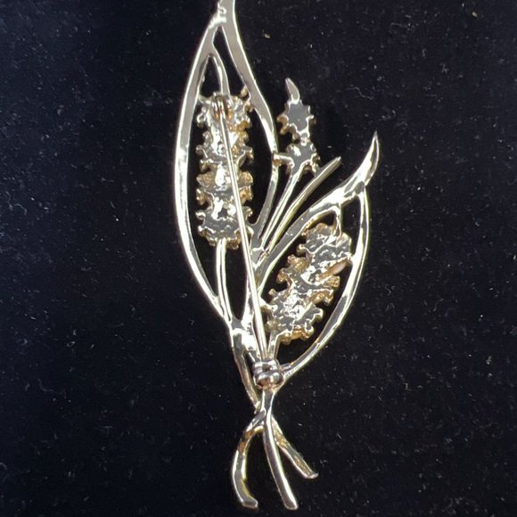 Gold Tone, Pink Aurora Borealis & MOP Bouquet Brooch (4091) - Picture 4 of 6